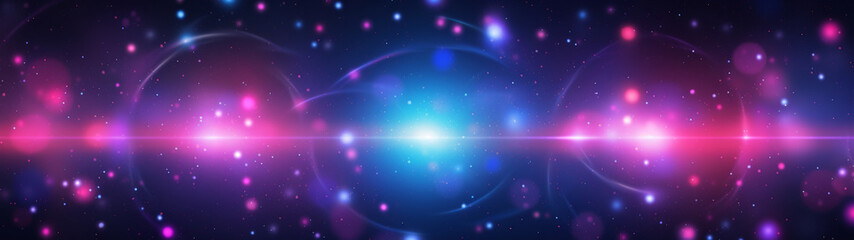 Banner with space background. Abstract futuristic wallpaper with night sky and shiny stars. Generative AI