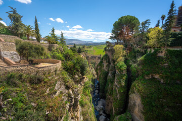 Cuenca Gardens and Puente Viejo Bridge at El Tajo Canyon - Ronda, Andalusia, Spain