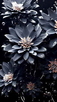 Black lyly flowers 3d rendering high quality