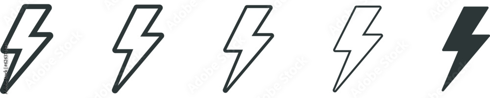 Poster flash thunder power icon, flash lightning bolt icon with thunder bolt - electric power icon symbol -