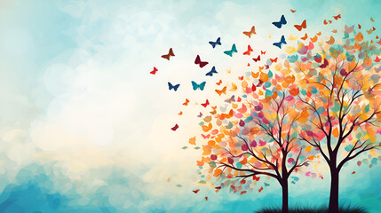 Obraz na płótnie Canvas autumn trees and sky