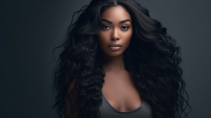Fototapeta premium Beautiful model woman with long hairstyle. Care and beauty hair products