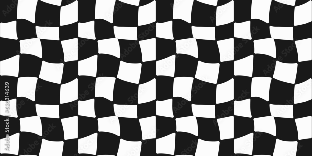 Fototapete Seamless and vector checkerboard pattern. Flag at the start and finish of the race. Seamless and curly wallpaper flag.