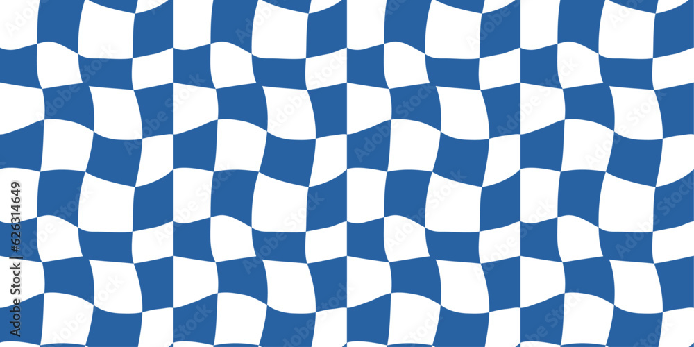 Aufkleber Flag at the start and finish of the race. Seamless and curly wallpaper flag. Blue checkered flag that curls and develops, seamless vector flag.