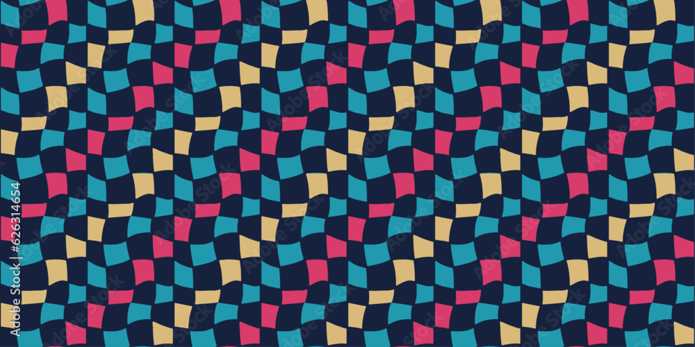 Leinwandbilder Diagonal checkered pattern. Vector checkerboard pattern from colored cells. For print and seamless wallpaper.