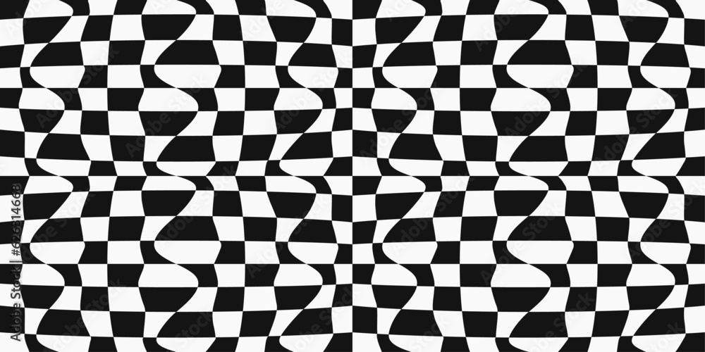 Aufkleber checkerboard pattern from black and white racing phage, crooked checkerboard cells. for print and se