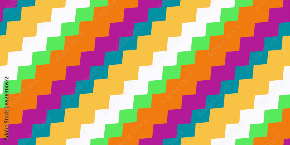 Leinwandbilder Diagonal ladder. Vector seamless zigzag pattern that is seamless and colorful. For seamless use, print and wallpaper design, surfaces.