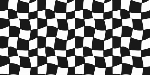 Seamless and vector checkerboard pattern. Flag at the start and finish of the race. Seamless and curly wallpaper flag.
