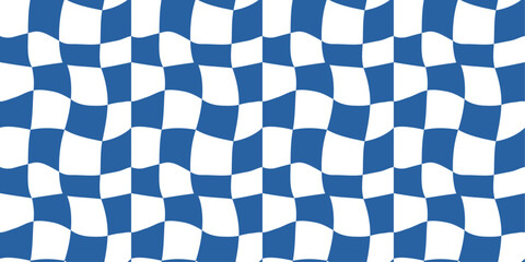 Flag at the start and finish of the race. Seamless and curly wallpaper flag. Blue checkered flag that curls and develops, seamless vector flag.