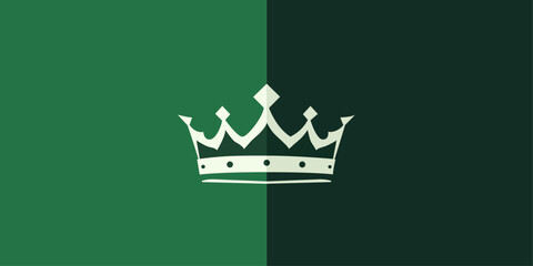 Crown and green background. Vector crown, flat design.