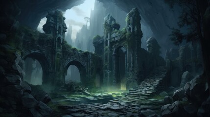 Fototapeta na wymiar Fantasy Ruins Game Artwork
