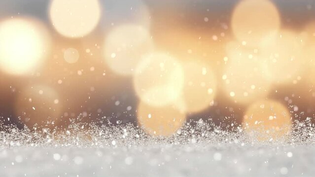 Macro Christmas Winter Window Frost Snow Fall Snowing Bokeh Lights Background Seamless Loop
