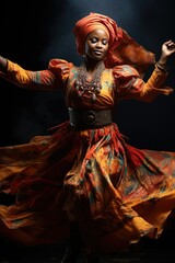 Dancing african lady. Generative AI