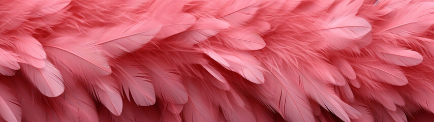 Abstract banner with pink feathers background. Generative AI