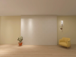 Empty room with armchair 3d render, 3d illustration