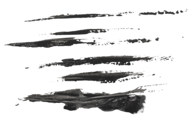Grunge black watercolor hand painted brush strokes isolated on white, clipping path 