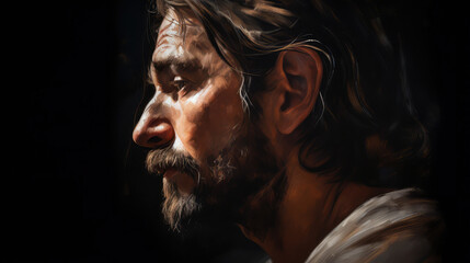 Jesus Christ, Savior of mankind, generative AI picture.	
