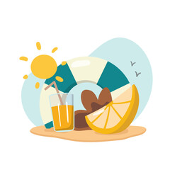 Summer cute concept design. Summer time. vector illustration