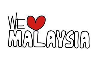 We love Malaysia typography font in graphic illustration