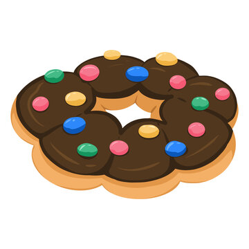 Chocolate Donut with candy quins sprinkles