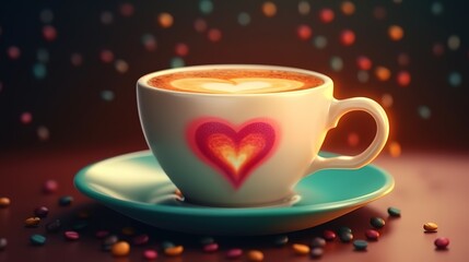 Obraz premium Coffee latte cup on a wood table. Generative Ai