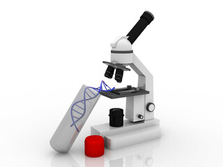 3d rendering dna test Microscope 
