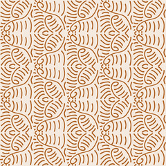 Aesthetic Contemporary printable seamless pattern with abstract Minimal elegant line brush stroke shapes and line in nude colors. Pastel boho background in minimalist mid century style vector