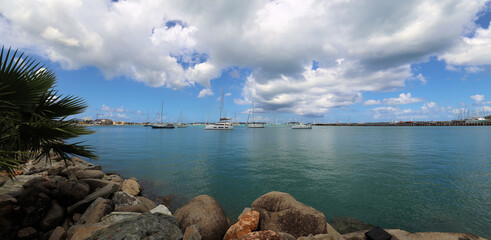 Yachts anchored in Sint Maarten bay