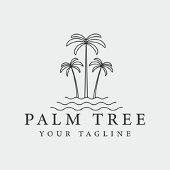 palm tree line art logo vector symbol illustration graphic design