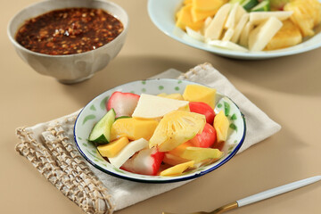 Rujak Buah Indonesian Fruit Salad with Peanut and Palm Sugar Spicy Sauce