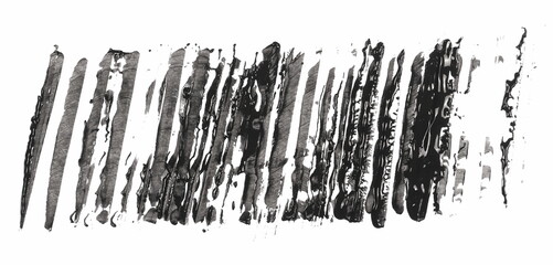 Grunge black watercolor lines, hand painted brush strokes isolated on white, clipping path 