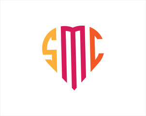 Heart Shape Three Letter Monogram, Font. Round Logo type. Creative three letter love monogram logo vector template.