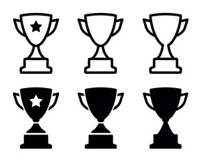 Trophy cup icon set, trophy cup award in flat style. Vector illustration
