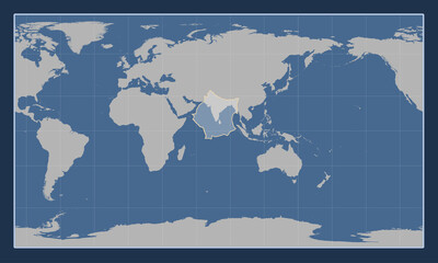 Indian tectonic plate. Contour. Patterson Cylindrical.