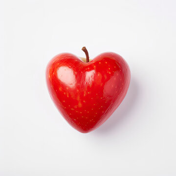 A heart-shaped apple on a clean white background