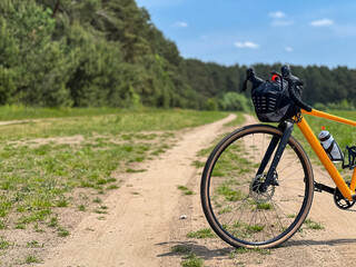 Fototapeta premium Gravel bicycle in the city park on the spring season