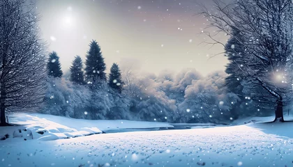 Fotobehang serene winter landscape with gentle snowfall  © Arqumaulakh50