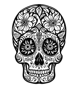 Day of The Dead, skull with floral ornament.