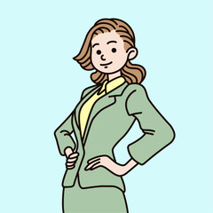 Business woman vector illustration. Independent woman in suits. Success woman in career.