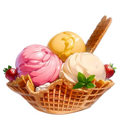 ice cream in a basket