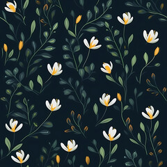Obraz premium cute rustic floral seamless pattern, wild flowers and colorful flowers, calm serene. 