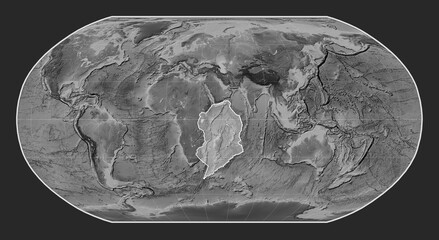Somalian tectonic plate. Grayscale. Robinson.