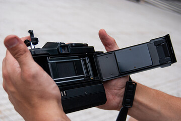 hand with a camera