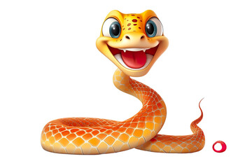 Fototapeta premium Chinese new year cute snake designation smiling, white isolated background PNG