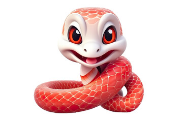 Fototapeta premium Chinese new year cute snake designation smiling, white isolated background PNG