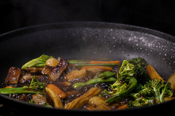 Beef and Vegetable Stir Fry Dinner.