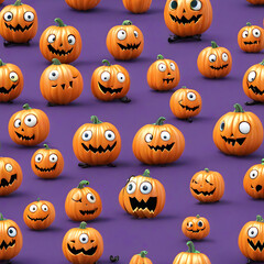 3d cute pumpkin monster in formal suito on halloween