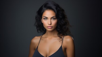 Fototapeta premium Beauty portrait of young woman in studio. Generative Ai.