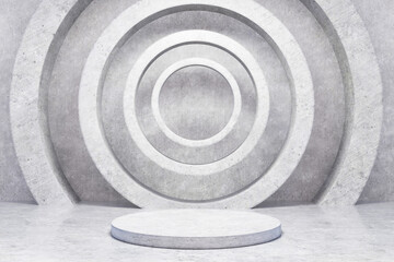 Fototapeta na wymiar Blank template for your product presentation. Cement podium for your product design. Concrete pedestal in a concrete background. Background for your design. Concrete background. 