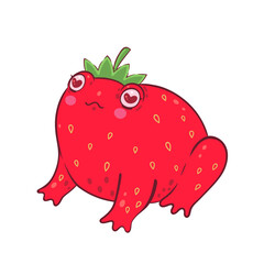 Cute strawberry frog isolate on white background. Vector graphics.